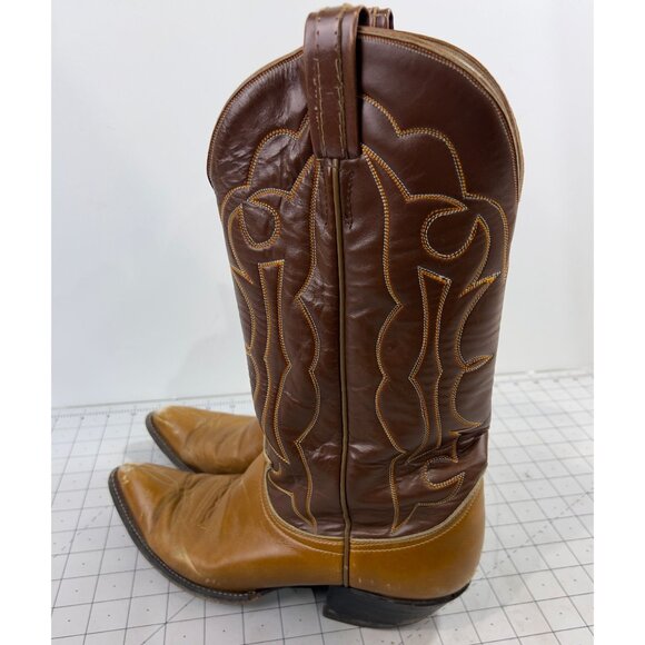 Vintage Tony Lama Cowboy Boots Men's Sz. 8.5 D Brown Leather Western Style - Picture 4 of 16